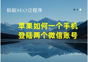 苹果如何一个手机登陆两个微信账号