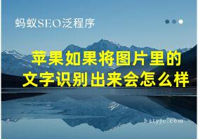 苹果如果将图片里的文字识别出来会怎么样