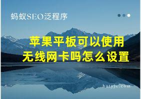 苹果平板可以使用无线网卡吗怎么设置