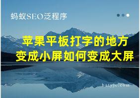 苹果平板打字的地方变成小屏如何变成大屏