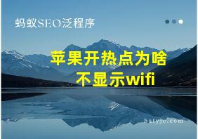 苹果开热点为啥不显示wifi