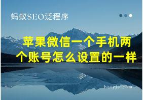 苹果微信一个手机两个账号怎么设置的一样