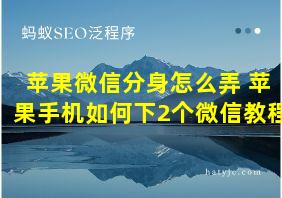 苹果微信分身怎么弄 苹果手机如何下2个微信教程