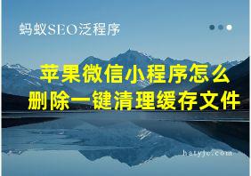 苹果微信小程序怎么删除一键清理缓存文件