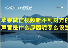 苹果微信视频听不到对方的声音是什么原因呢怎么设置