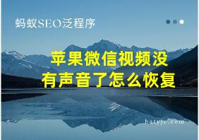 苹果微信视频没有声音了怎么恢复