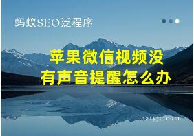 苹果微信视频没有声音提醒怎么办