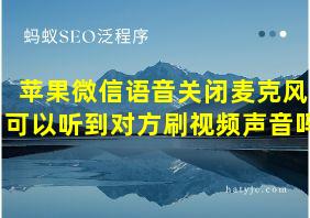 苹果微信语音关闭麦克风可以听到对方刷视频声音吗