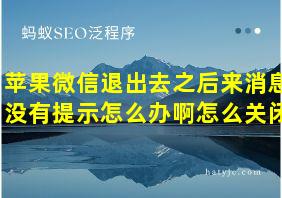 苹果微信退出去之后来消息没有提示怎么办啊怎么关闭