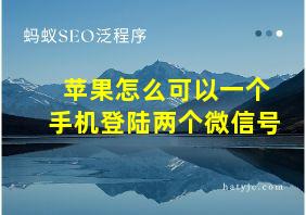 苹果怎么可以一个手机登陆两个微信号