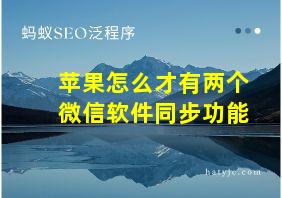 苹果怎么才有两个微信软件同步功能