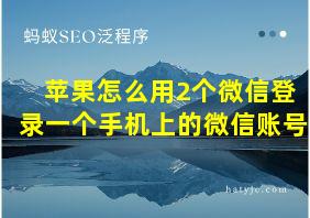 苹果怎么用2个微信登录一个手机上的微信账号