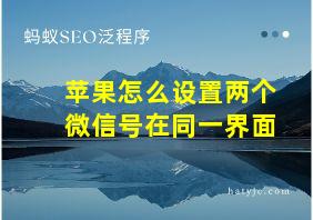 苹果怎么设置两个微信号在同一界面