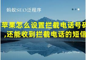 苹果怎么设置拦截电话号码,还能收到拦截电话的短信