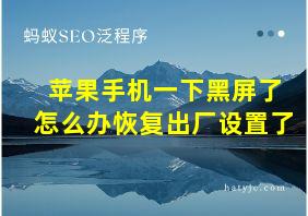 苹果手机一下黑屏了怎么办恢复出厂设置了