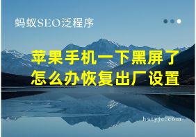 苹果手机一下黑屏了怎么办恢复出厂设置