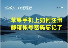 苹果手机上如何注册邮箱帐号密码忘记了