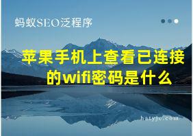 苹果手机上查看已连接的wifi密码是什么