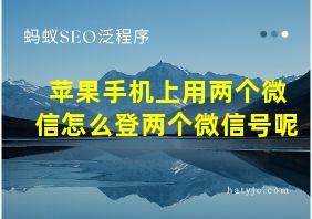 苹果手机上用两个微信怎么登两个微信号呢