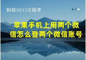 苹果手机上用两个微信怎么登两个微信账号