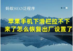 苹果手机下滑栏拉不下来了怎么恢复出厂设置了