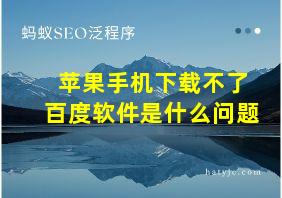 苹果手机下载不了百度软件是什么问题