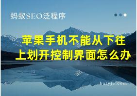 苹果手机不能从下往上划开控制界面怎么办