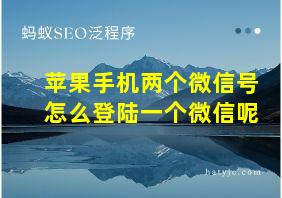 苹果手机两个微信号怎么登陆一个微信呢