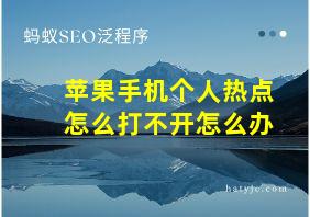 苹果手机个人热点怎么打不开怎么办