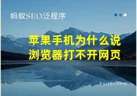 苹果手机为什么说浏览器打不开网页