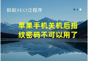 苹果手机关机后指纹密码不可以用了