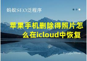 苹果手机删除得照片怎么在icloud中恢复