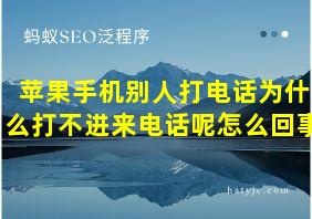 苹果手机别人打电话为什么打不进来电话呢怎么回事