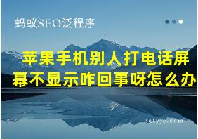 苹果手机别人打电话屏幕不显示咋回事呀怎么办