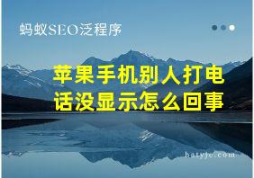 苹果手机别人打电话没显示怎么回事