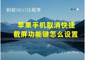 苹果手机取消快捷截屏功能键怎么设置