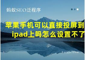 苹果手机可以直接投屏到ipad上吗怎么设置不了