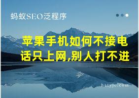 苹果手机如何不接电话只上网,别人打不进