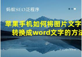 苹果手机如何将图片文字转换成word文字的方法