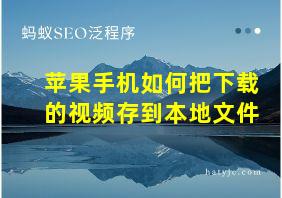 苹果手机如何把下载的视频存到本地文件