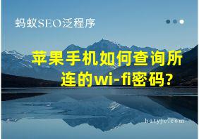 苹果手机如何查询所连的wi-fi密码?