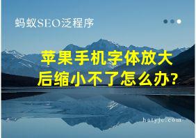 苹果手机字体放大后缩小不了怎么办?