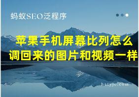 苹果手机屏幕比列怎么调回来的图片和视频一样