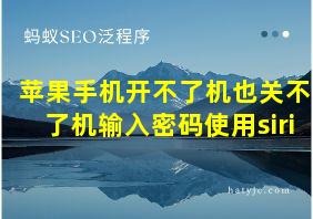 苹果手机开不了机也关不了机输入密码使用siri