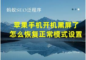 苹果手机开机黑屏了怎么恢复正常模式设置