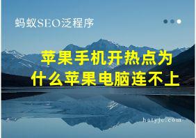 苹果手机开热点为什么苹果电脑连不上