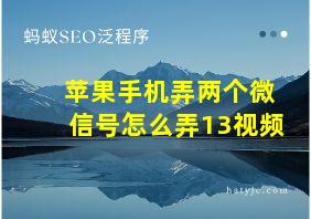 苹果手机弄两个微信号怎么弄13视频