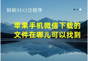 苹果手机微信下载的文件在哪儿可以找到