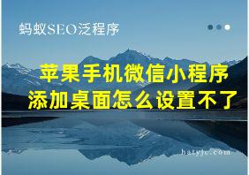 苹果手机微信小程序添加桌面怎么设置不了