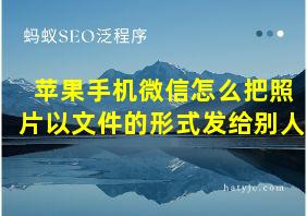 苹果手机微信怎么把照片以文件的形式发给别人